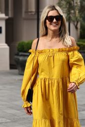 Ashley Roberts in Mustard Yellow River Island Dress - London 07/28/2020