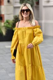 Ashley Roberts in Mustard Yellow River Island Dress - London 07/28/2020