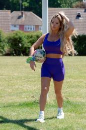 Bianca Gascoigne - Playing Football in Her Local Park in Kent 07/14/2020