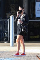 Camila Morrone in a Mini Black Dress in Malibu 07/03/2020