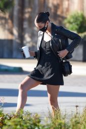 Camila Morrone in a Mini Black Dress in Malibu 07/03/2020