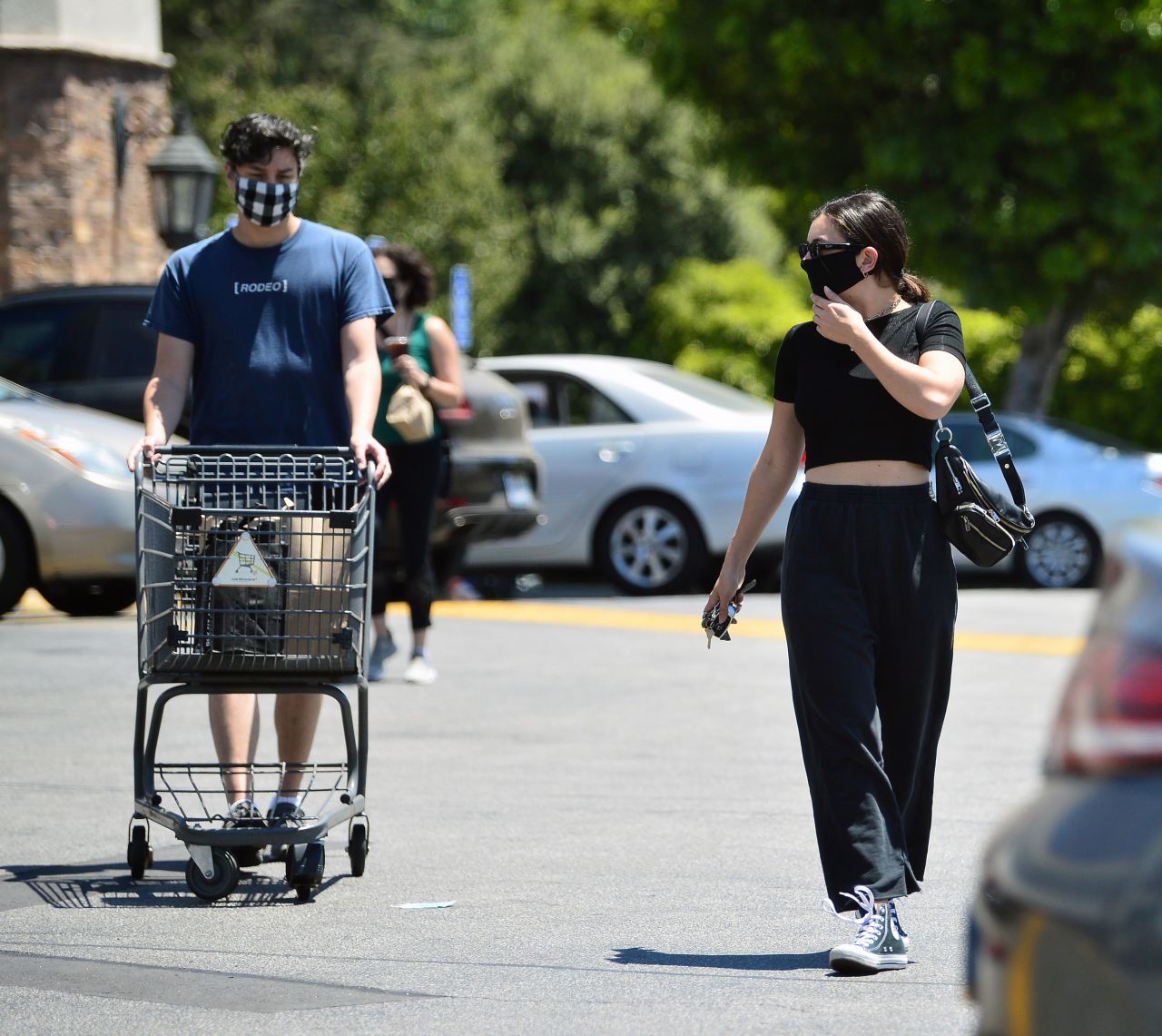 Charli XCX in a Black Crop Top and Joggers at the Grocery Store in LA