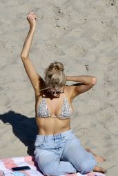 Charlotte McKinney in a Bikini Top - Beach in Los Angeles 07/19/2020