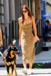 Emily Ratajkowski is Summery Stylish in Floral Dress - Out in NYC 07/25/2020