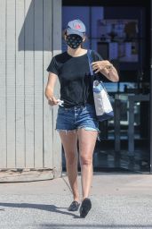 Emmy Rossum Leggy in Jeans Shorts - Shopping at Snyder Diamond in Santa Monica 07/03/2020