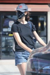Emmy Rossum Leggy in Jeans Shorts - Shopping at Snyder Diamond in Santa Monica 07/03/2020