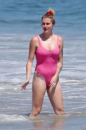 Ireland Baldwin in a Pink Swimsuit at the Beach in Malibu 07/20/2020