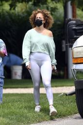Jennifer Lopez in Flashdance Outfit in the Hamtpons 07/22/2020