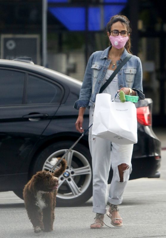 Jordana Brewster - Walks Her Dog in Brentwood 06/30/2020