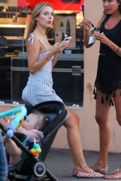 Kimberley Garner in Check Mini Skirt and Bustier Top - Eating Ice Cream in Saint-Tropez 07/29/2020