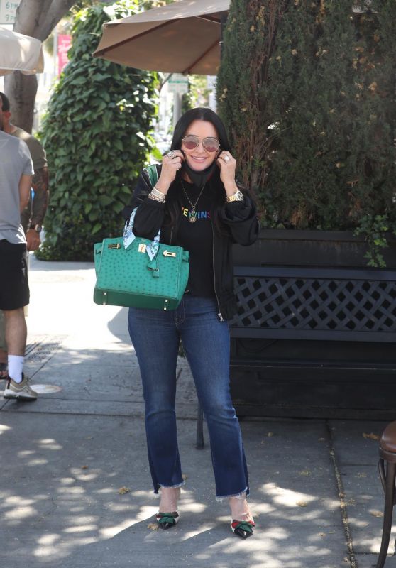 Kyle Richards Street Style - II Pastaio in Beverly Hills 07/21/2020