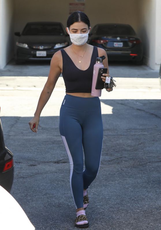 Lucy Hale in Workout Outfit - Arrives at a Pilates Studio in Los ...