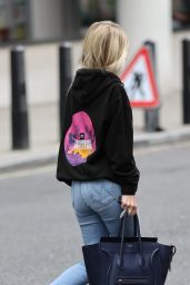 Mollie King in Denim Jeans and Casual Hoodie - London 07/25/2020