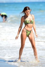 Nicole Williams in a Neon Green Snakeskin Bikini - Malibu Beach 07/26/2020
