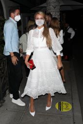 Paris Hilton in a White Dress - Madeo Restaurant in Beverly Hills 06/30/2020