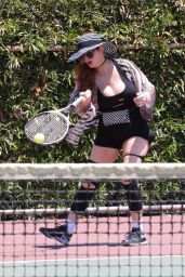 Phoebe Price - Tennis Practice in Ripped Up Leggings in LA 07/20/2020