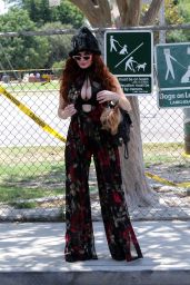 Phoebe Price - Walking Her Dog Henry in Los Angeles 06/30/2020