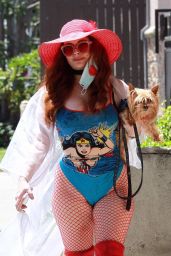 Phoebe Price Wearing a Wonder Woman Mini Dress in LA 07/08/2020