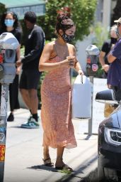 Vanessa Hudgens in Orange Dress - Los Angeles 07/03/2020