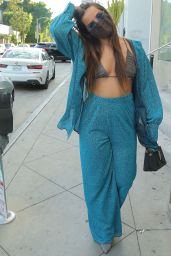 Addison Rae in Fluorescent Turquoise Blue Suit 08/13/2020