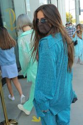 Addison Rae in Fluorescent Turquoise Blue Suit 08/13/2020