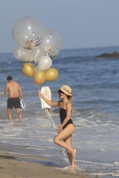 Cara Santana in a Black Swimsuit - celebrating Her Birthday at the Beach 08/15/2020