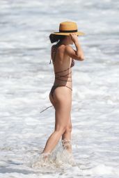 Cara Santana in a Polka Dot Bikini at the Beach in Malibu 08/27/2020