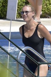 Caroline Wozniacki in a Swimsuit by the Pool in Portofino 08/10/2020