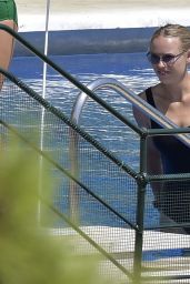 Caroline Wozniacki in a Swimsuit by the Pool in Portofino 08/10/2020