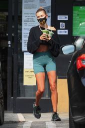 Hailey Bieber in Crop Top and Skin Tight Shorts 08/17/2020