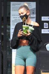 Hailey Bieber in Crop Top and Skin Tight Shorts 08/17/2020