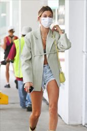 Hailey Bieber in Daisy Dukes and a Boxy Blazer - Shopping in Beverly Hills 08/20/2020