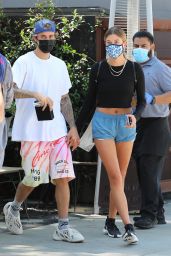 Hailey Bieber Leggy in Shorts - West Hollywood 08/25/2020