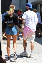 Hailey Bieber Leggy in Shorts - West Hollywood 08/25/2020