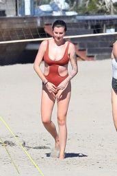 Ireland Baldwin in a Red One Piece Swimsuit - Beach in Malibu 07/31/2020