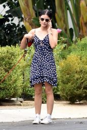 Lucy Hale in Polka Dot Dress - Out in Studio City 08/13/2020