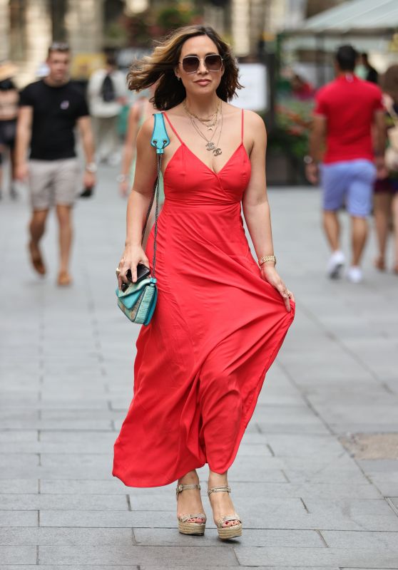 Myleene Klass in Red Maxi Dress - London 08/09/2020