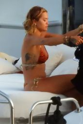 Rita Ora in a Tiger Print Bikini on a Yacht in Corfu 08/17/2020