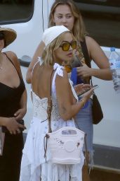 Rita Ora in a White Dress in Ibiza 08/05/2020