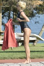 Victoria Silvstedt in a Black Swimsuit - Luxury Hotel Cala di Volpe in Porto Cervo 08/19/2020