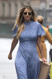 Vogue Williams in Blue Summer Dress - London 08/16/2020