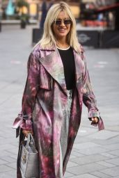 Ashley Roberts in a Purple and Pink Coat and Grey Trousers 09/23/2020