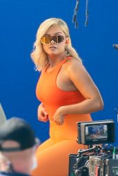 Bebe Rexha - Filming an Ad For JBL Headgear in LA 09/28/2020