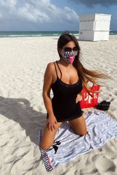 Claudia Romani in Little Black Dress - Miami Beach 09/03/2020