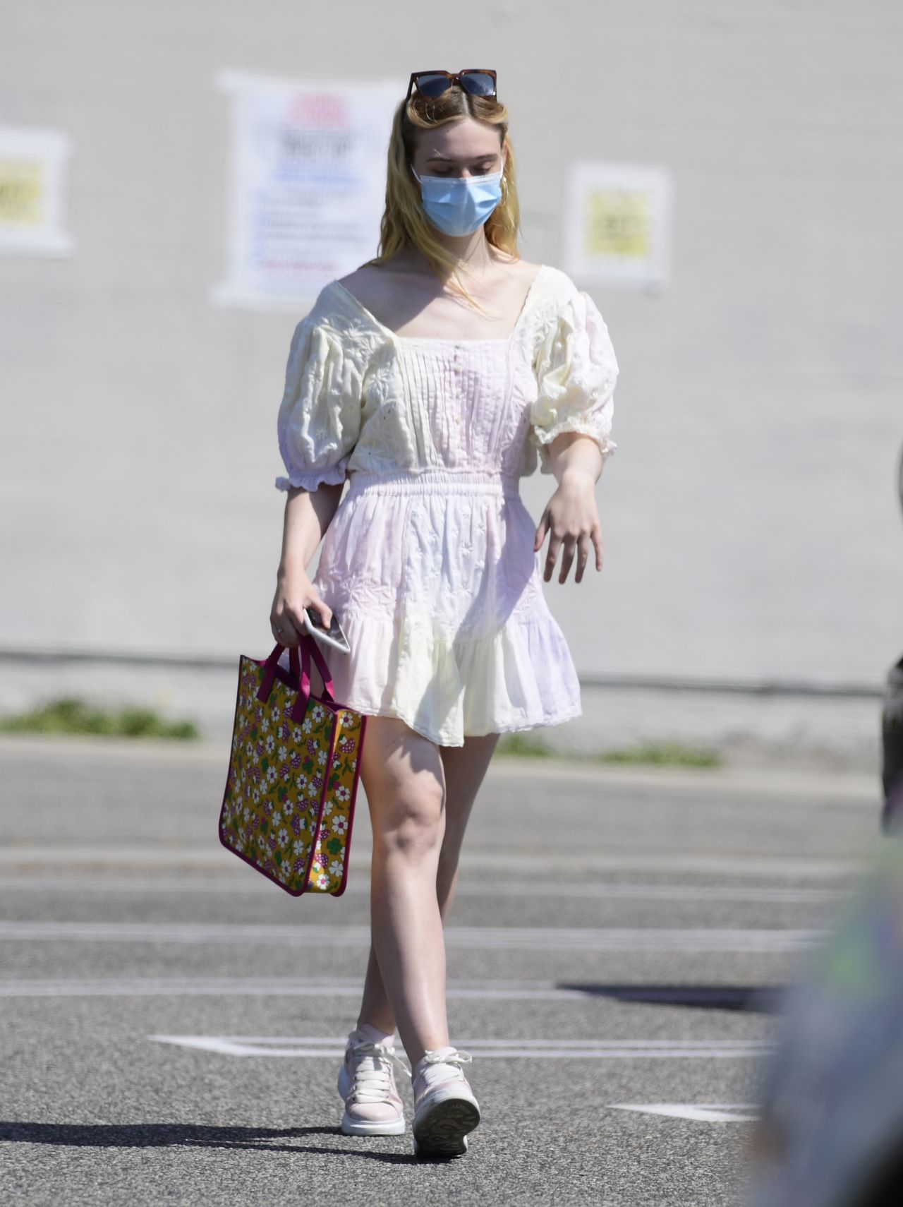 Elle Fanning in Cute Summer Dress Running Errands in LA 09/09/2020