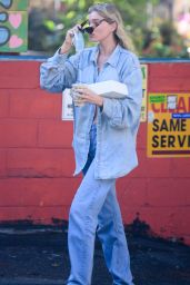 Elsa Hosk in Double Denim - Getting Coffee and Pastries in LA 09/06