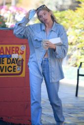 Elsa Hosk in Double Denim - Getting Coffee and Pastries in LA 09/06