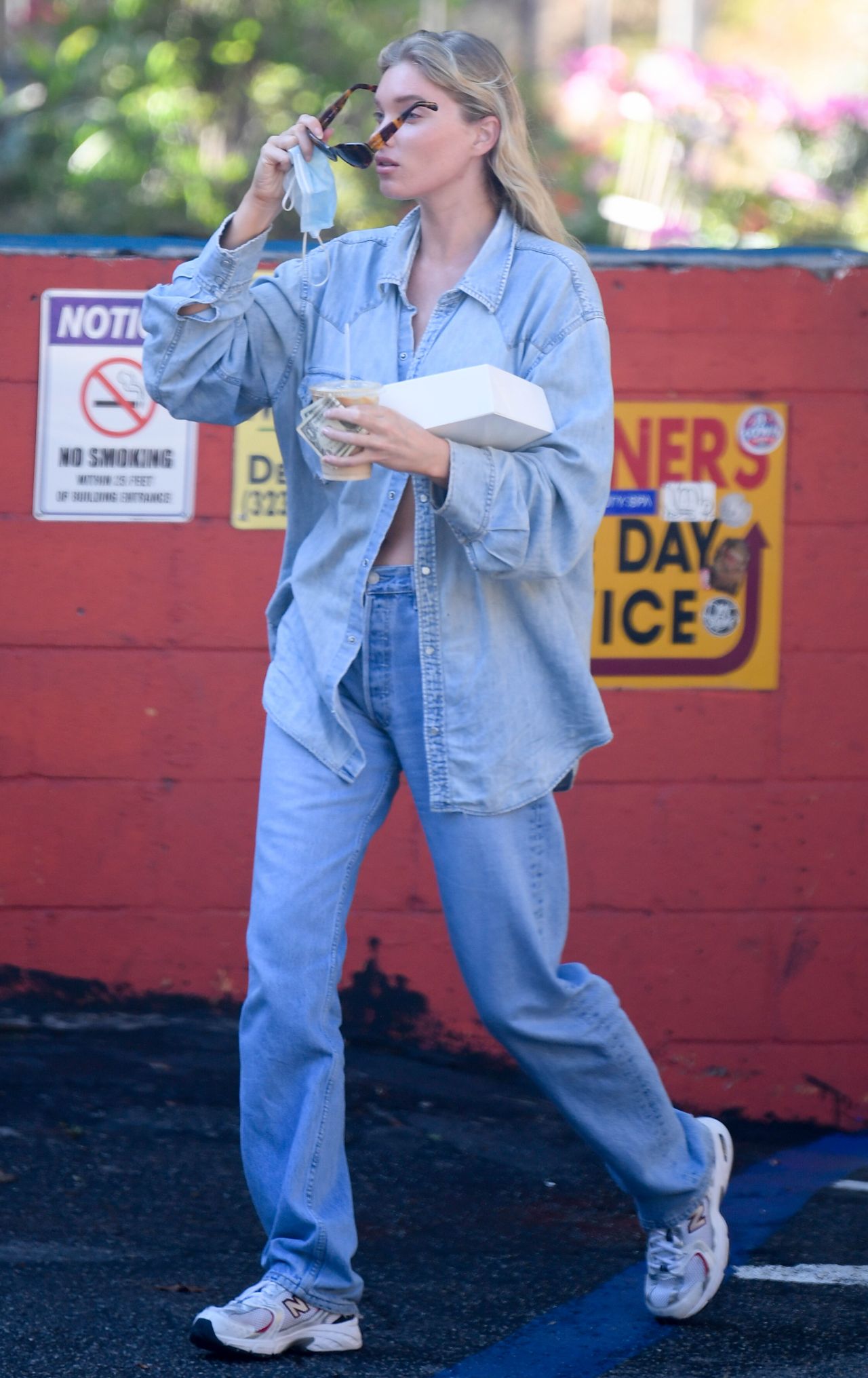 Elsa Hosk in Double Denim - Getting Coffee and Pastries in LA 09/06