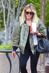 Hilary Duff in an Olive Bomber Jacket and Balenciaga Slip-on Trainers - Los Angeles 09/07/2020
