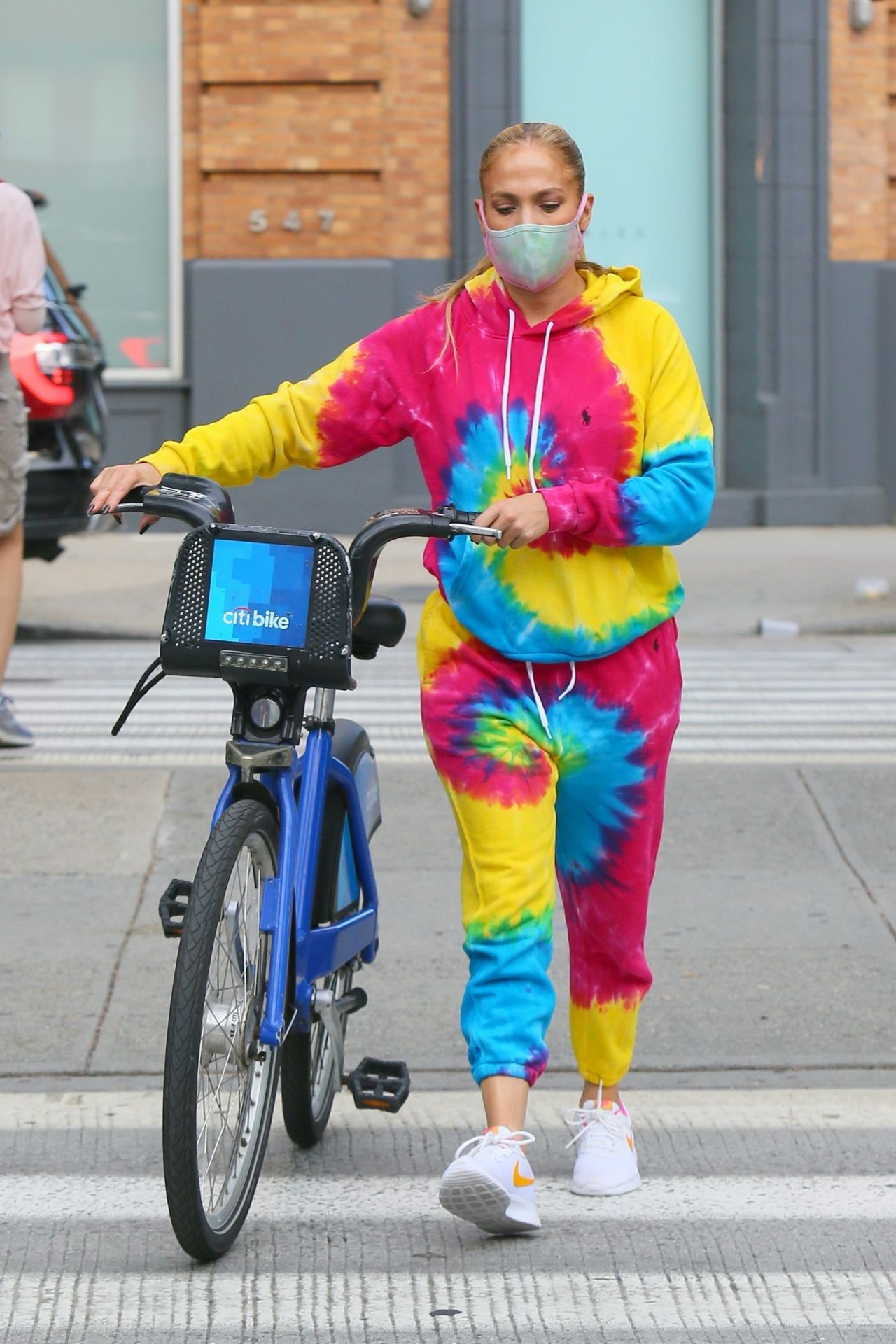 Jennifer Lopez in Tie-Dye Sweats - Citi Bike Ride in NYC 09/07/2020 ...